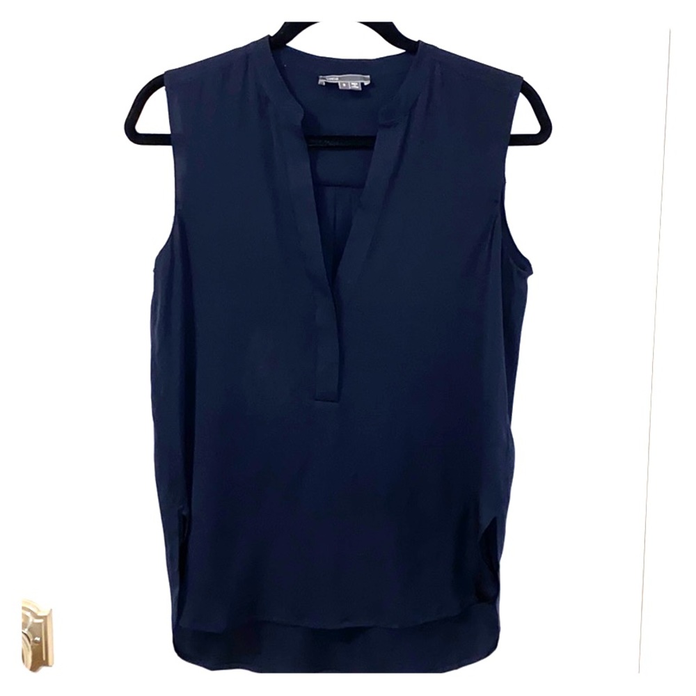 Vince navy blue v-neck blouse. Size S